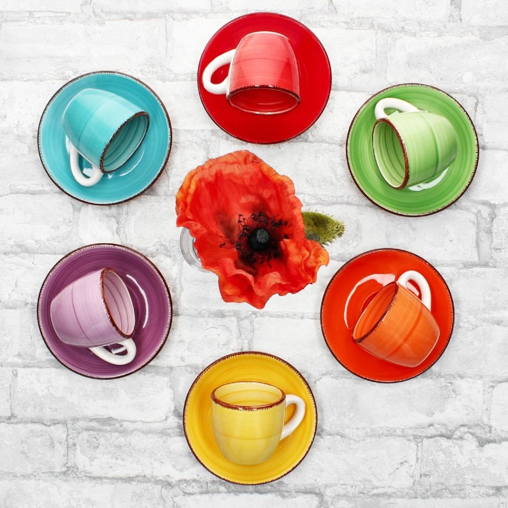 HIT Hrnky na espresso s podšálky sada 12 ks 90 ml COLOURS HT-24326774 - thumb (5)