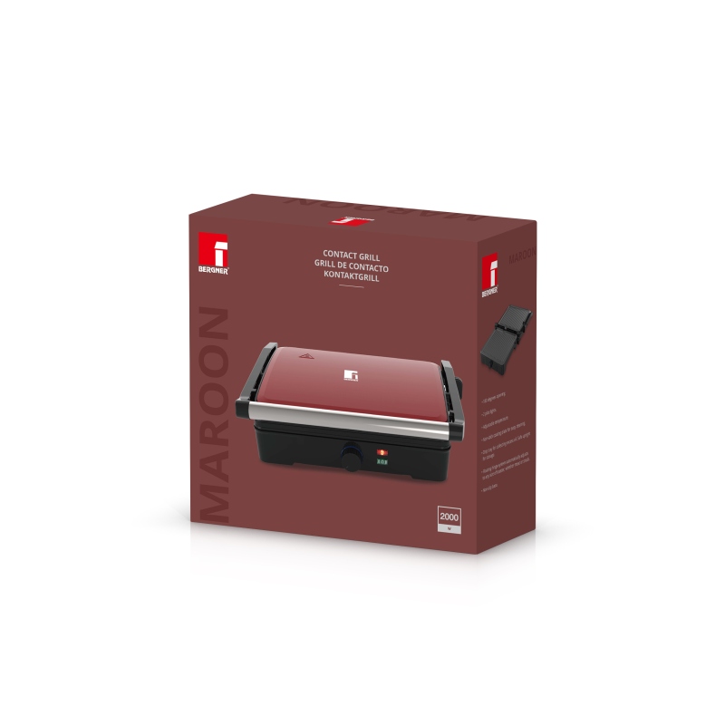 BERGNER Elektrický kontaktní gril MAROON 2000W BG-51047-RD - thumb (4)