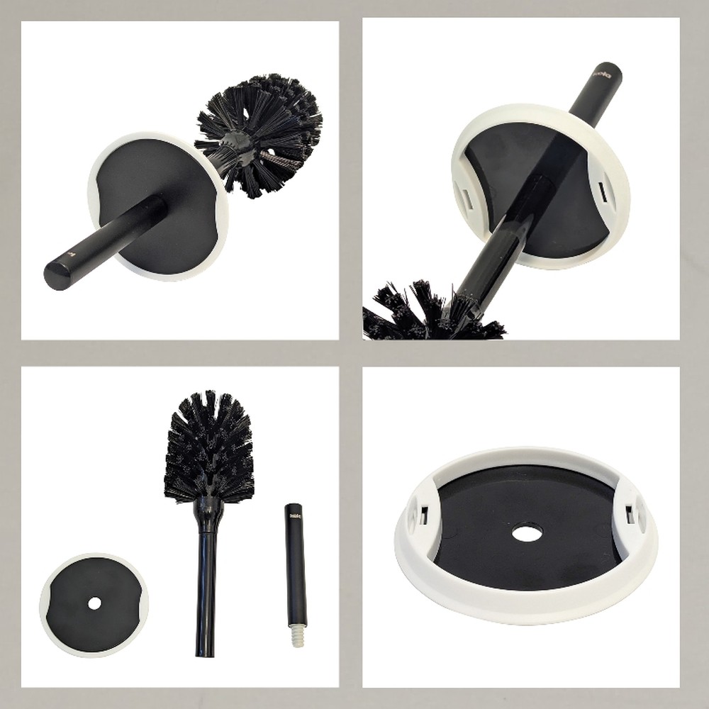 KELA WC sada Milos plast průměr 9,5 x 36,5 cm černá / bílá KL-24321
