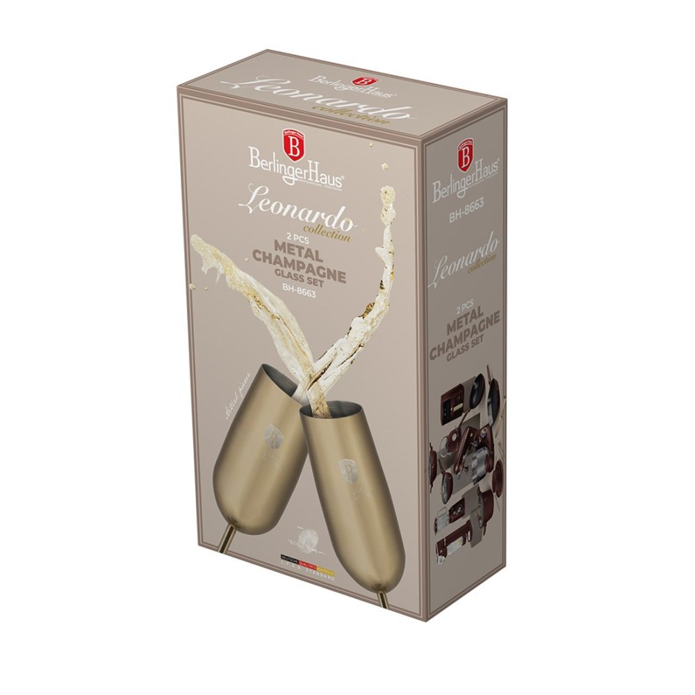 BERLINGERHAUS Sada sklenic 2 ks 260 ml na šampaňské Gold BH-8663