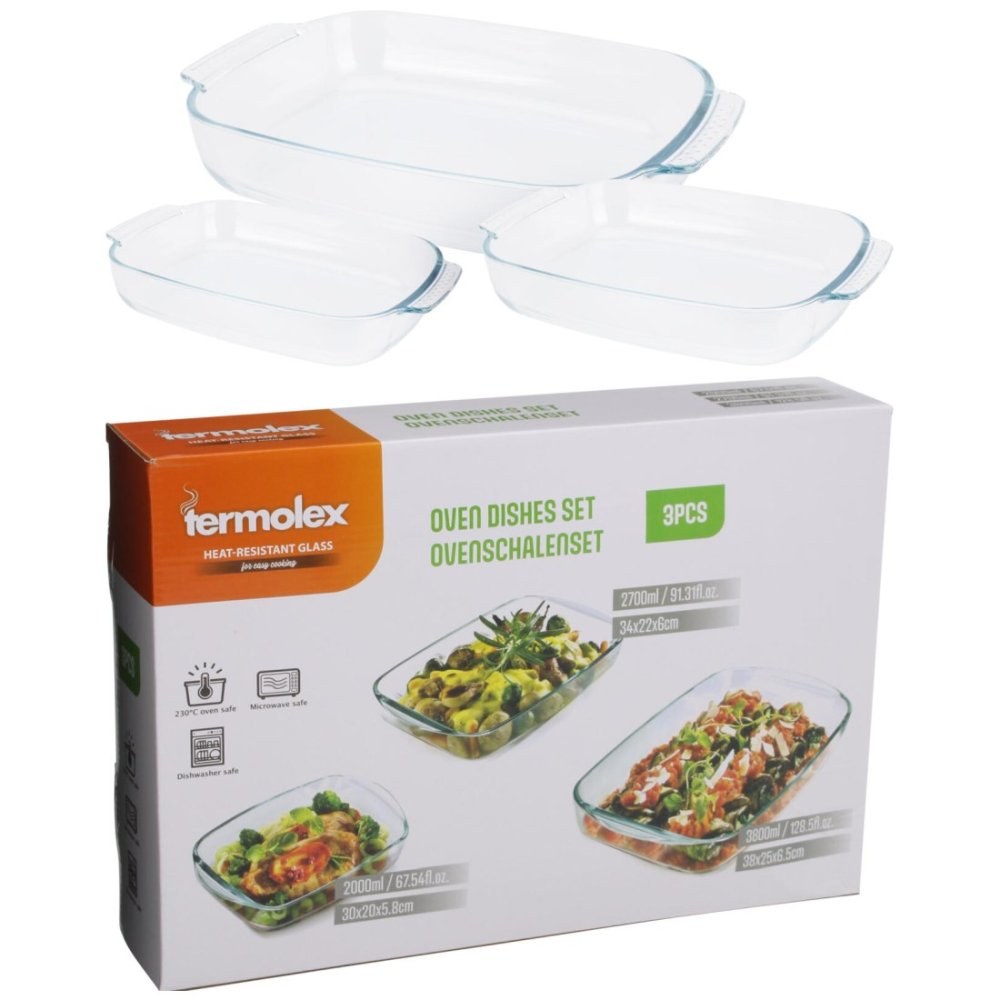 EXCELLENT HOUSEWARE Pekáč skleněný sada 3 ks KO-170490720
