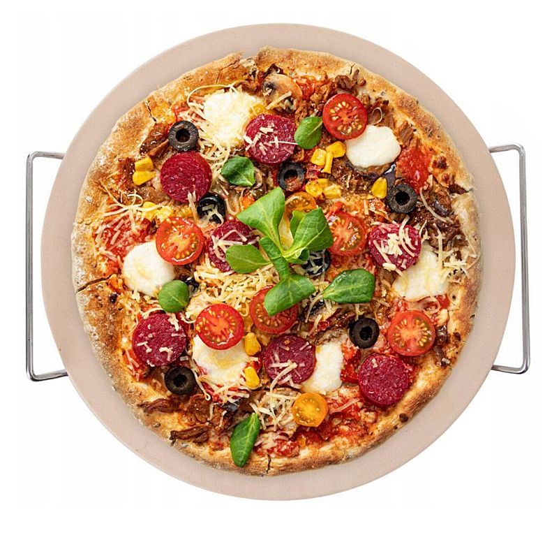 EXCELLENT HOUSEWARE Pizza kámen do trouby nebo na gril s rukojeťmi 33 cm KO-404001340
