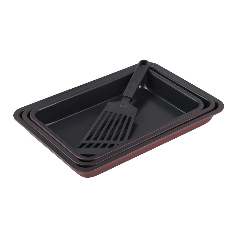 BERGNER Pekáč s nepřilnavým povrchem a naběračkou MAROON sada 3 ks BG-37248-RD - thumb (1)