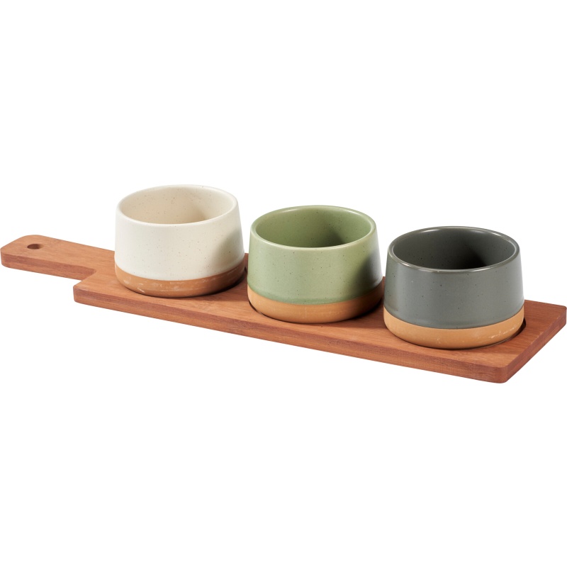EXCELLENT HOUSEWARE Sada misek na pochutiny servírovací s prkénkem 3 ks KO-210001110