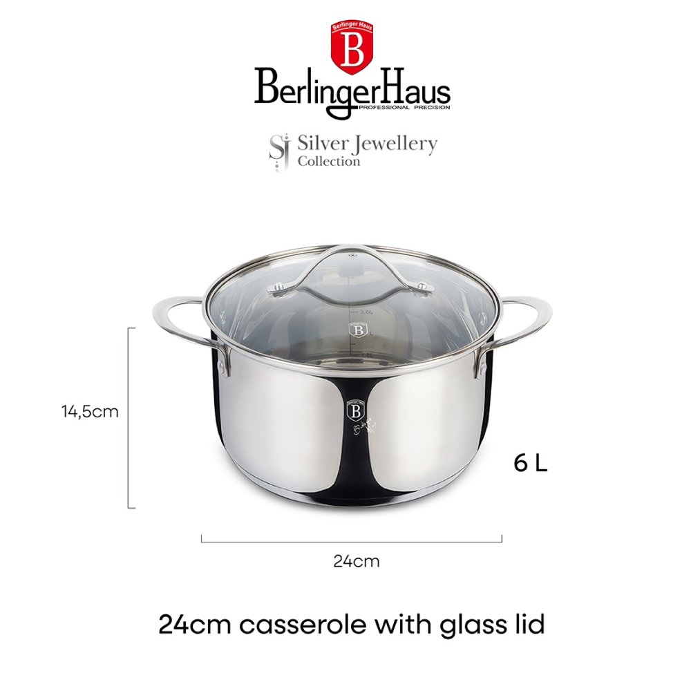 BERLINGERHAUS Hrnec s poklicí 24 cm nerez Silver Jewellery BH-6587