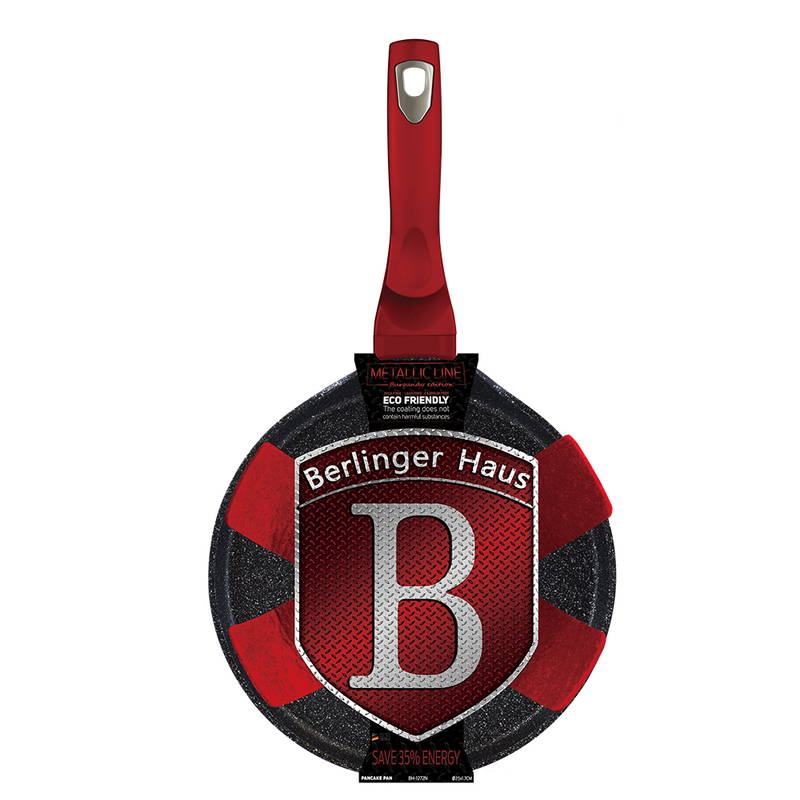 BERLINGERHAUS Panvica na palacinky s mramorovým povrchom 28 cm Burgundy Metallic Line BH-6179
