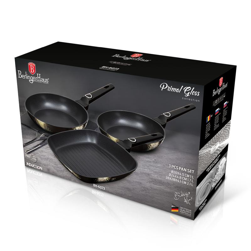 BERLINGERHAUS Sada pánví s titanovým povrchem 3 ks Primal Gloss Collection steak BH-6073