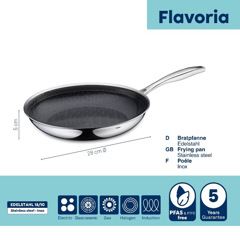 KELA Pánev Flavoria nerez 18/10 s nepřilnavým povrchem 28 cm KL-10203