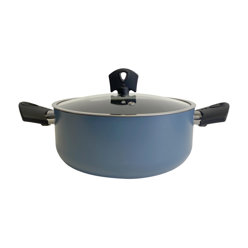 SAN IGNACIO Kastrol s poklicí a nepřilnavým povrchem NOIA 24 cm modrá BGEU-6961 - thumb (1)