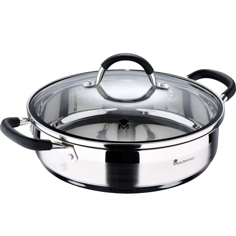 Product detail of MASTERPRO Servírovací pánev s poklicí nerez FOODIES 28 cm 3,8 litru BGMP-1503-BK