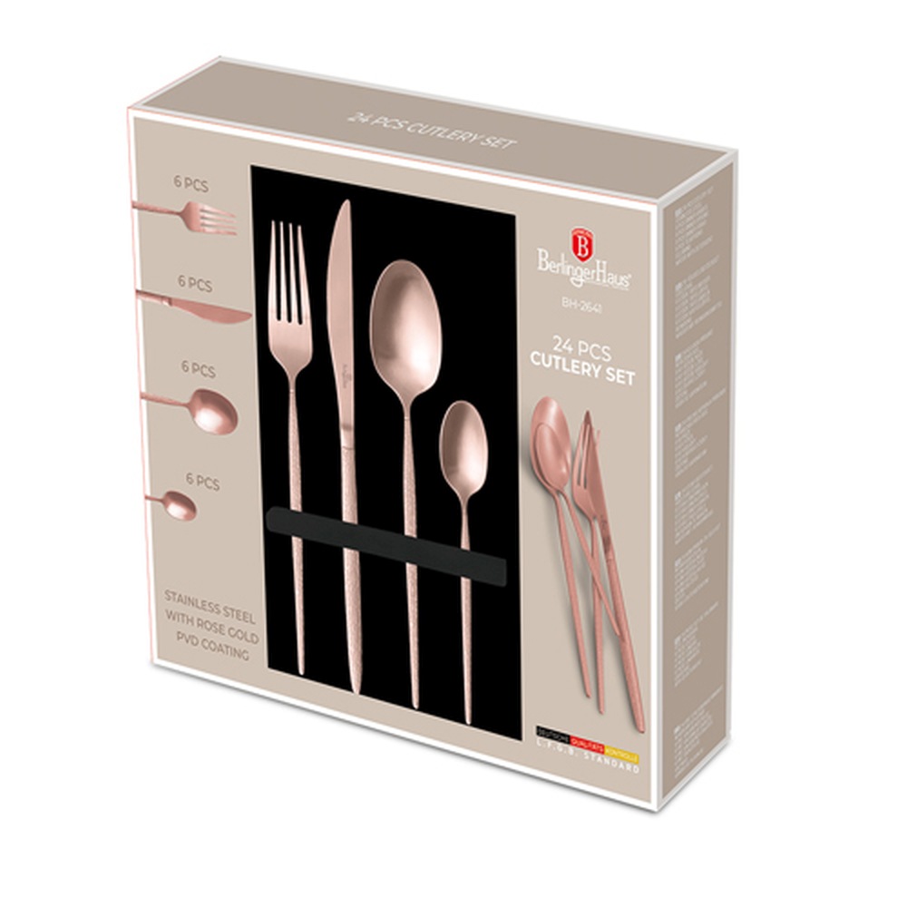 BERLINGERHAUS Sada příborů 24 ks satén Rosegold Metallic Line BH-2641