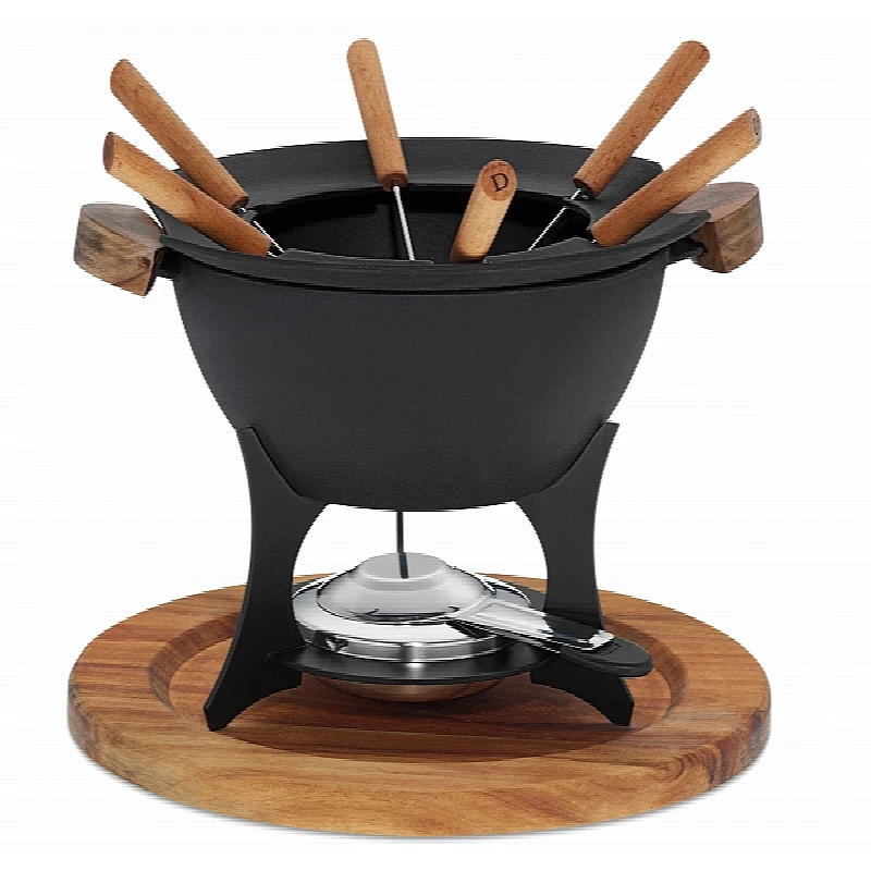 KELA Fondue set COUNTRY 11-dílný litina / dřevo KL-16644