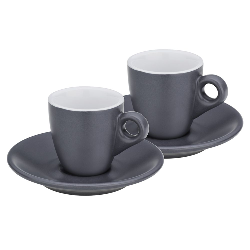 KELA Hrnček na espresso s tanierikom sada 4 ks MATTIA šedá KL-12751