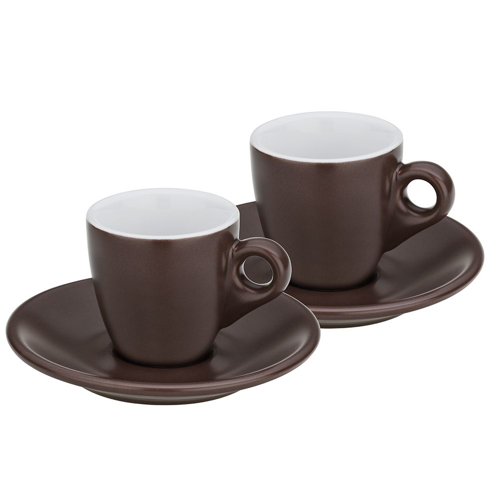 KELA Hrnček na espresso s tanierikom sada 4 ks MATTIA čokoládová KL-12755