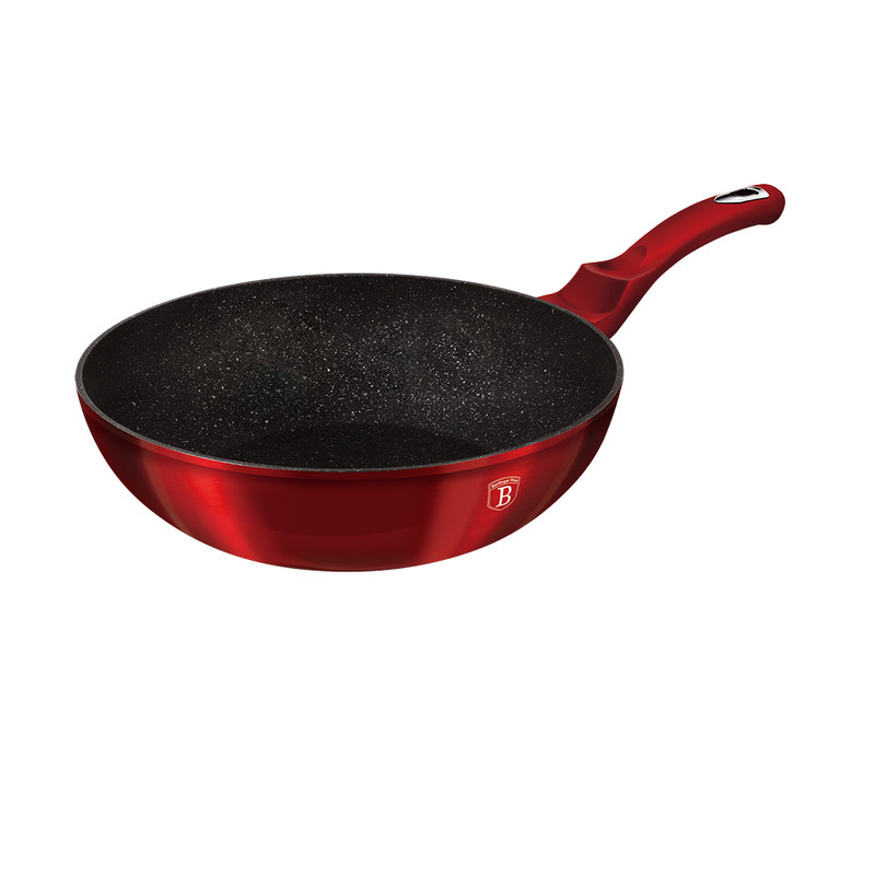 BERLINGERHAUS Panvica WOK s mramorovým povrchom 30 cm Burgundy Metallic Line BH-6166