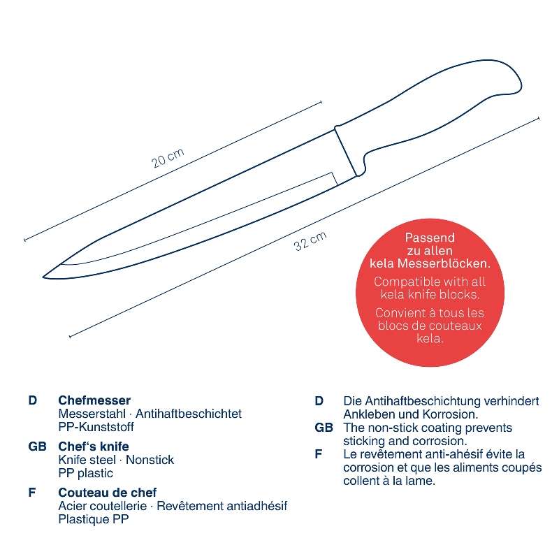 KELA Nůž kuchařský Acida nerez černý 32,0cm KL-11403