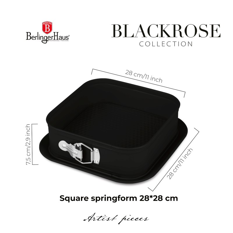 BERLINGERHAUS Forma na dort hranatá s titanovým povrchem 28 x 28 cm Matte Black Collection BH-7890
