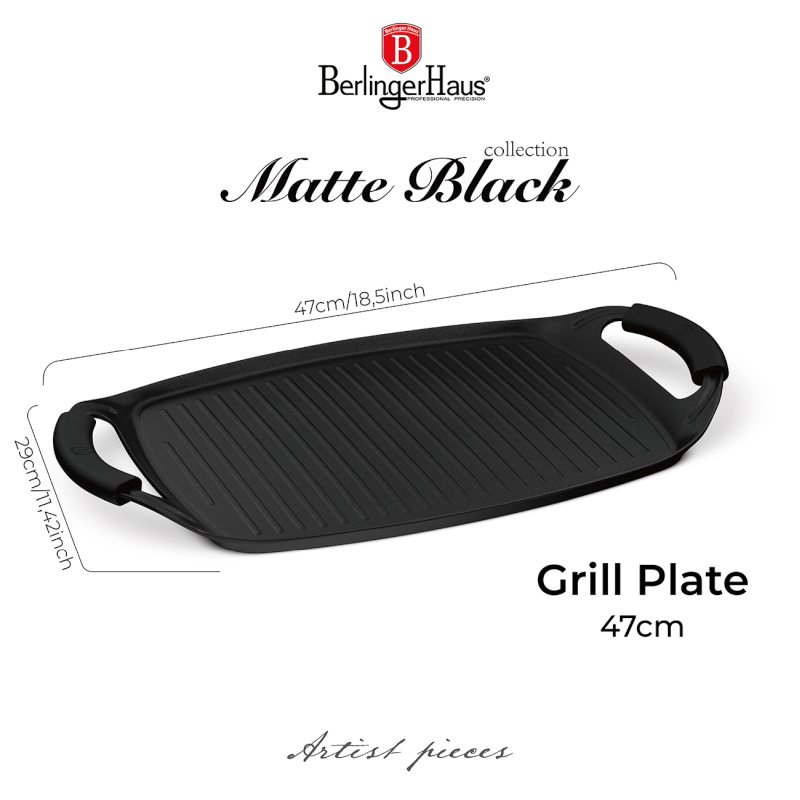 BERLINGERHAUS Grilovací deska s titanovým povrchem 47 cm Matte Black Collection BH-8194