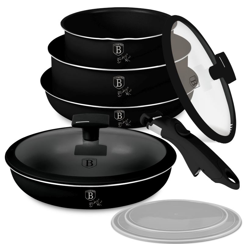 BERLINGERHAUS Sada nádobí s titanovým povrchem 9 ks Matte Black Collection BH-8257