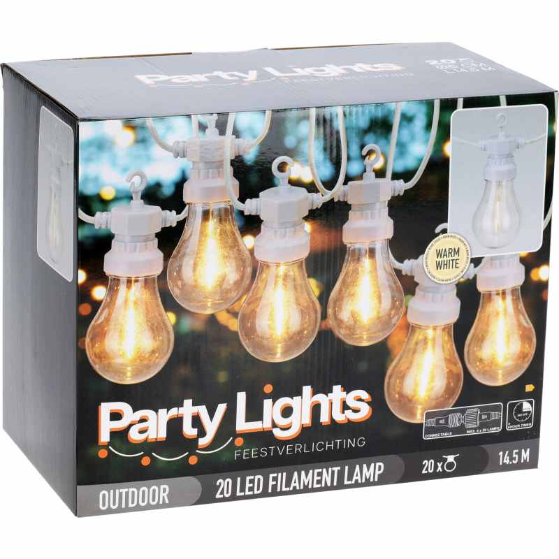PROGARDEN Světelný řetěz LED PARTY 20 žárovek bílý KO-LE2200270