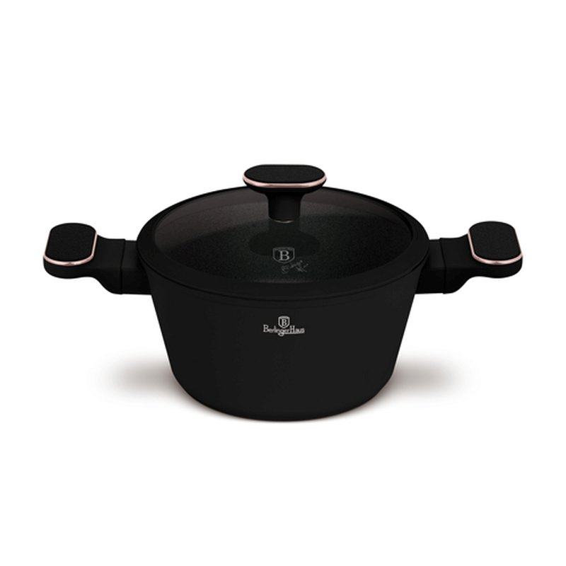 BERLINGERHAUS Kastrol s titanovým povrchem a poklicí 20 cm Black Rose Collection LP-BH-251
