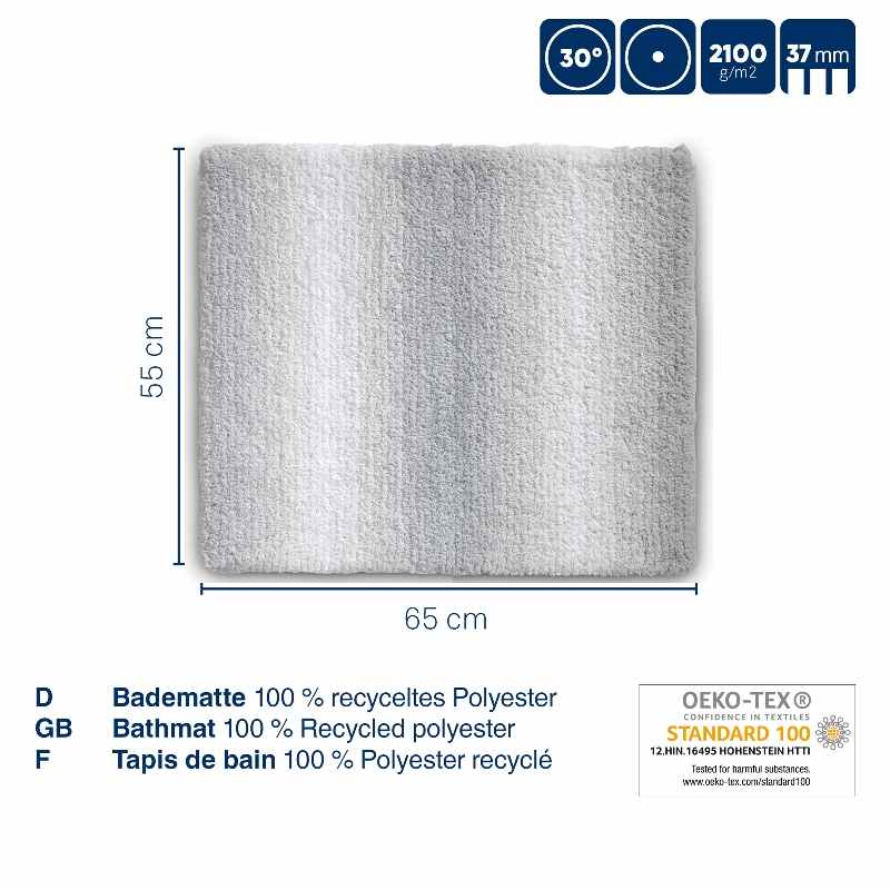 KELA Koupelnová předložka Ombre 65x55 cm polyester modrá KL-23568