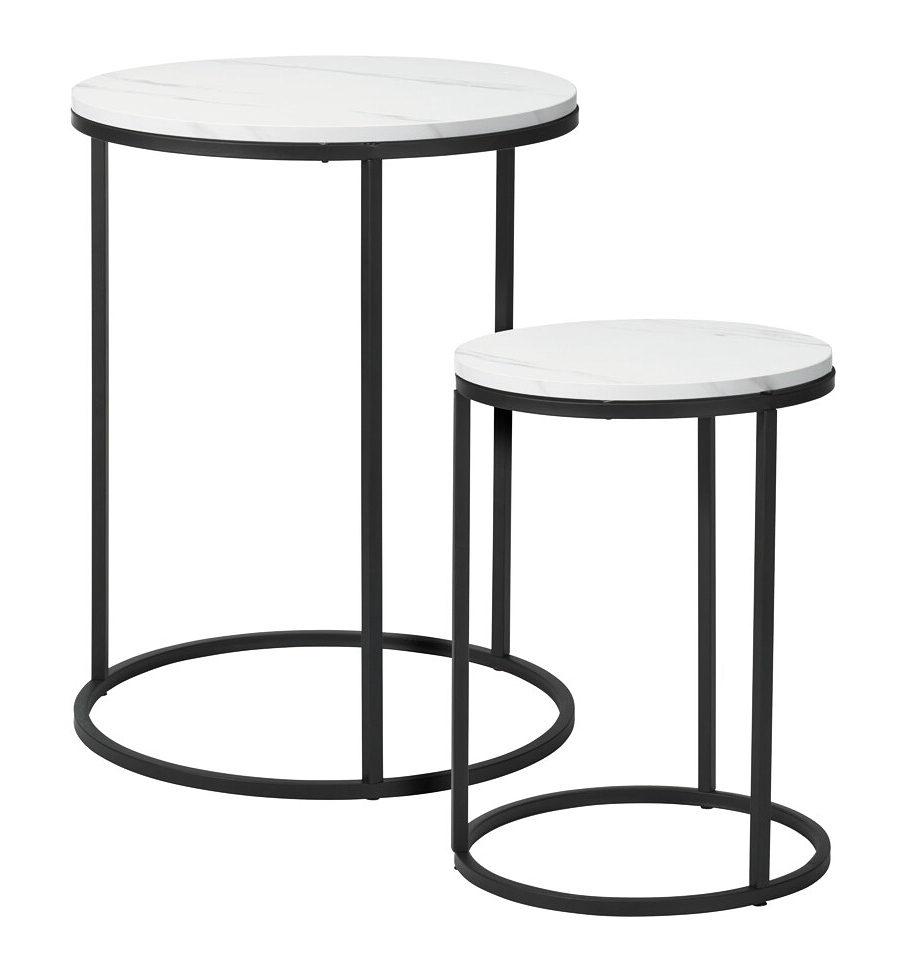 H & S COLLECTION Odkládací stolek sada 2 ks bílá/mramor 40+50 cm KO-KR8200420