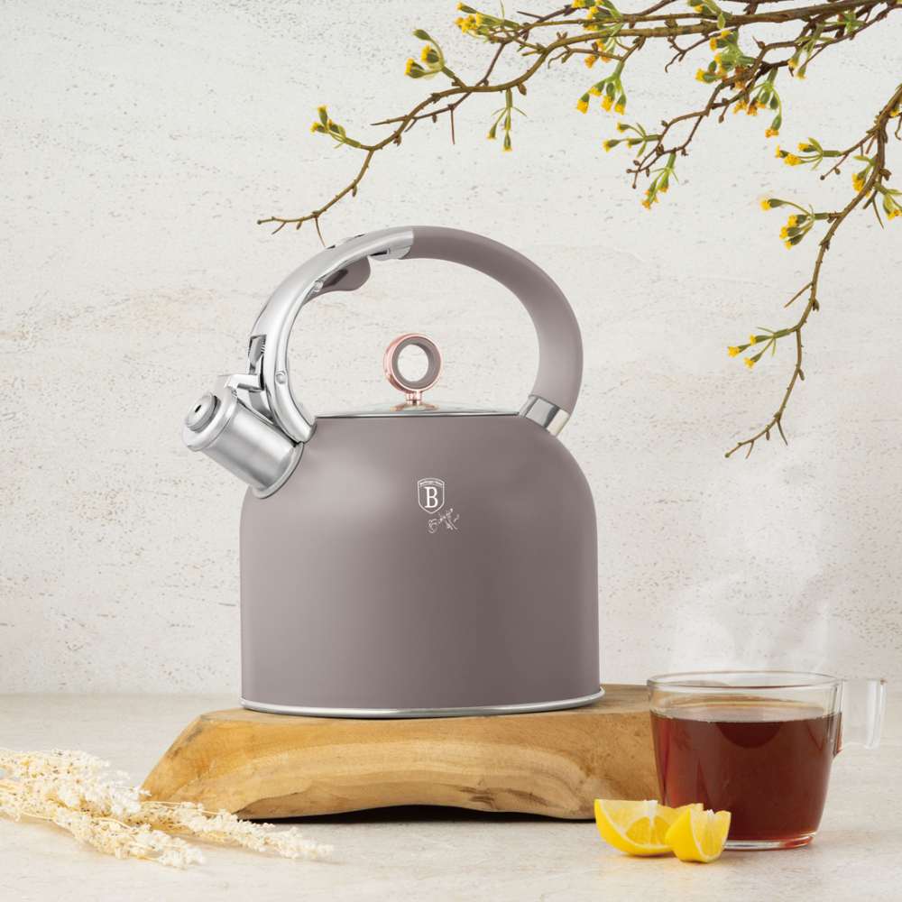 BERLINGERHAUS Konvice pískací se skleněným víkem 3 L Taupe Collection BH-8914