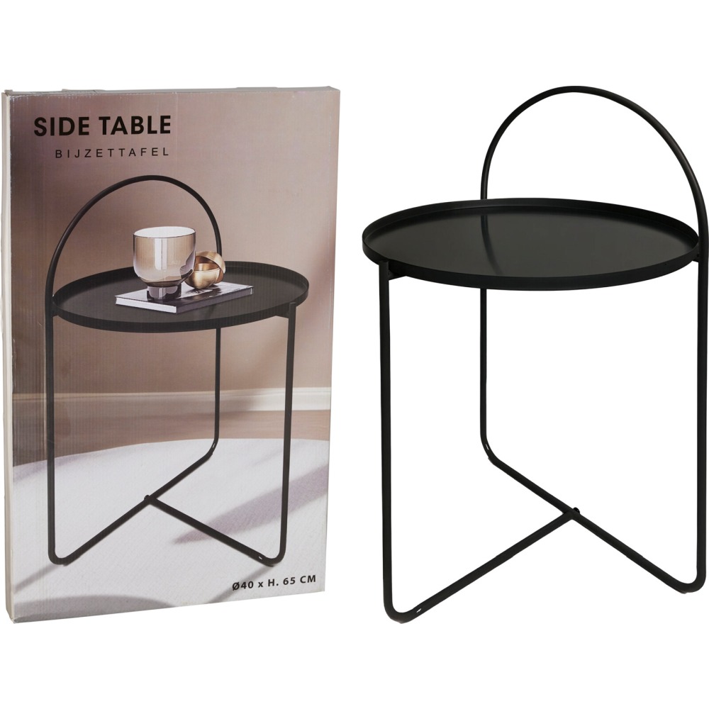 H & S COLLECTION Stolek odkládací kov 65 cm černá KO-DD1001550