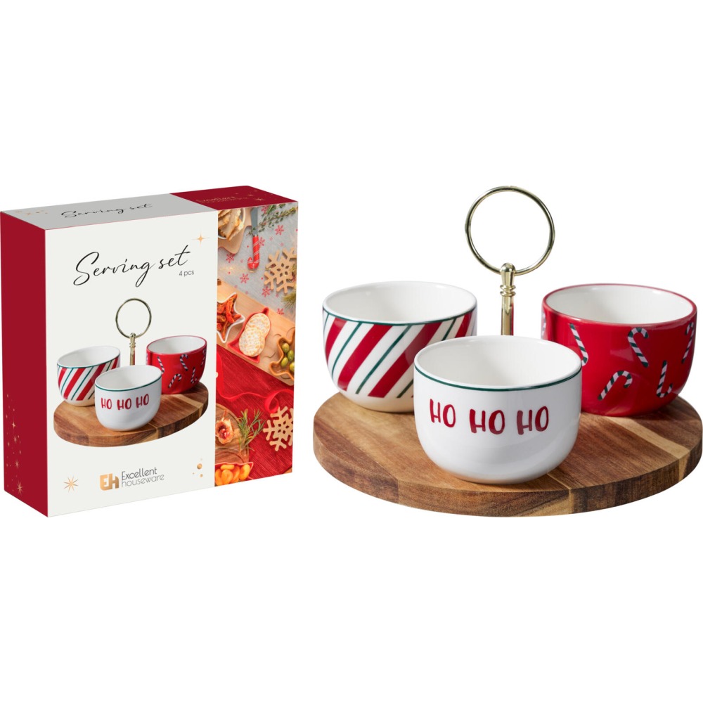 EXCELLENT HOUSEWARE Servírovací sada vánoční kamenina 4 ks KO-210001820