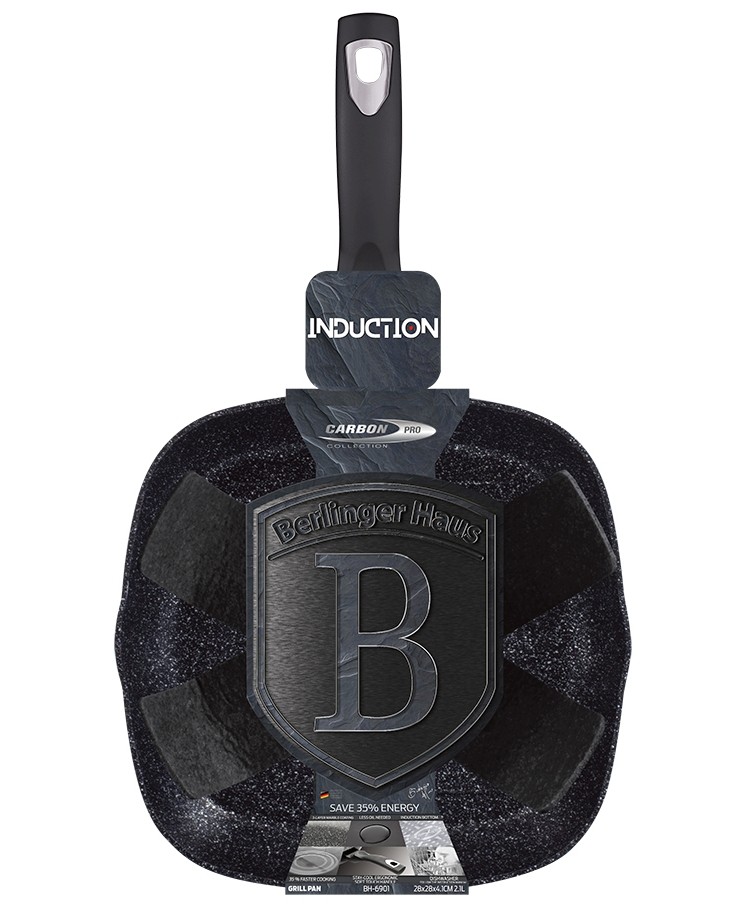 BERLINGERHAUS Panvica grilovacia s mramorovým povrchom 28 cm Carbon PRO Line BH-6901