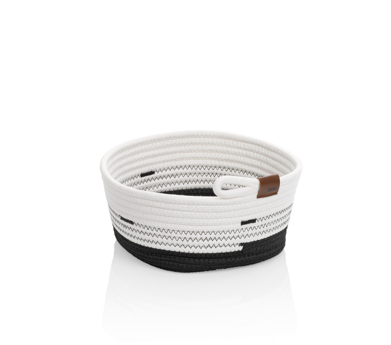 KELA Košík Hedda 25 cm zmes bavlna/polyester bielo-čierna KL-24457