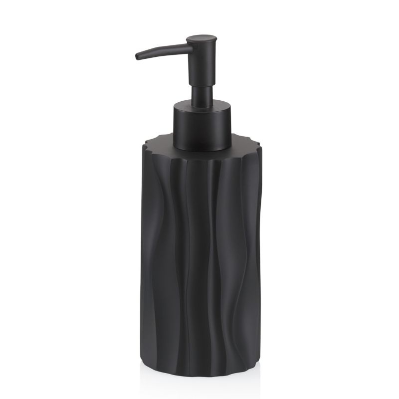KELA Dávkovač mydla Merida polyresin čierny 19,0cm 7,0cm 200,0ml KL-23766