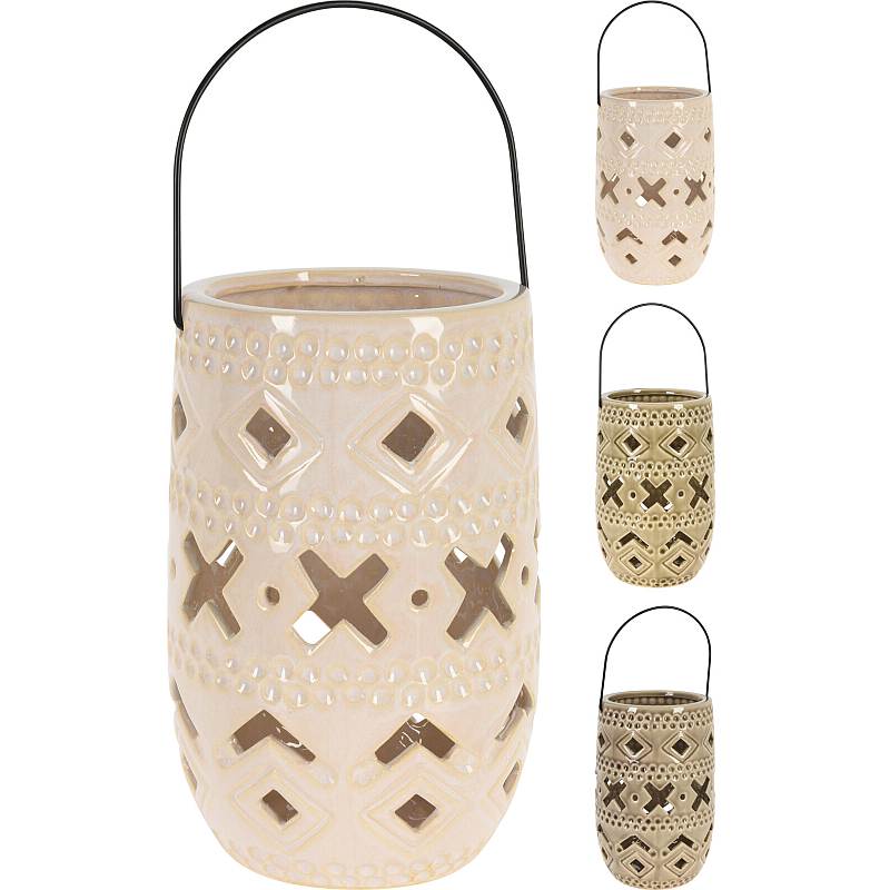 PROGARDEN Keramická lampa 23 cm s rukojetí béžová KO-095202930bezo - thumb (1)