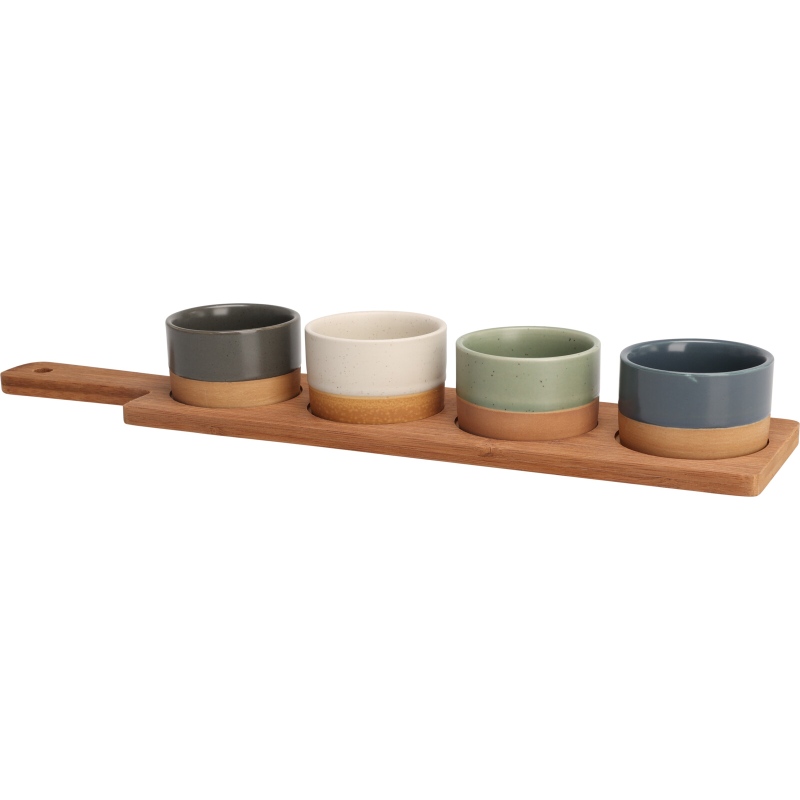 EXCELLENT HOUSEWARE Sada misek na pochutiny servírovací s prkénkem 4 ks KO-210001100