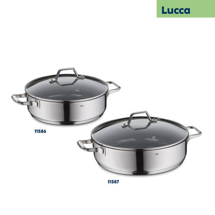 KELA Pánev servírovací s poklicí Lucca nerez 28x8,5 cm 4l KL-11586