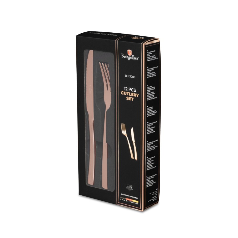 BERLINGERHAUS Sada příborů se steakovým nožem 12 ks nerez Rosegold Metallic Line BH-3088