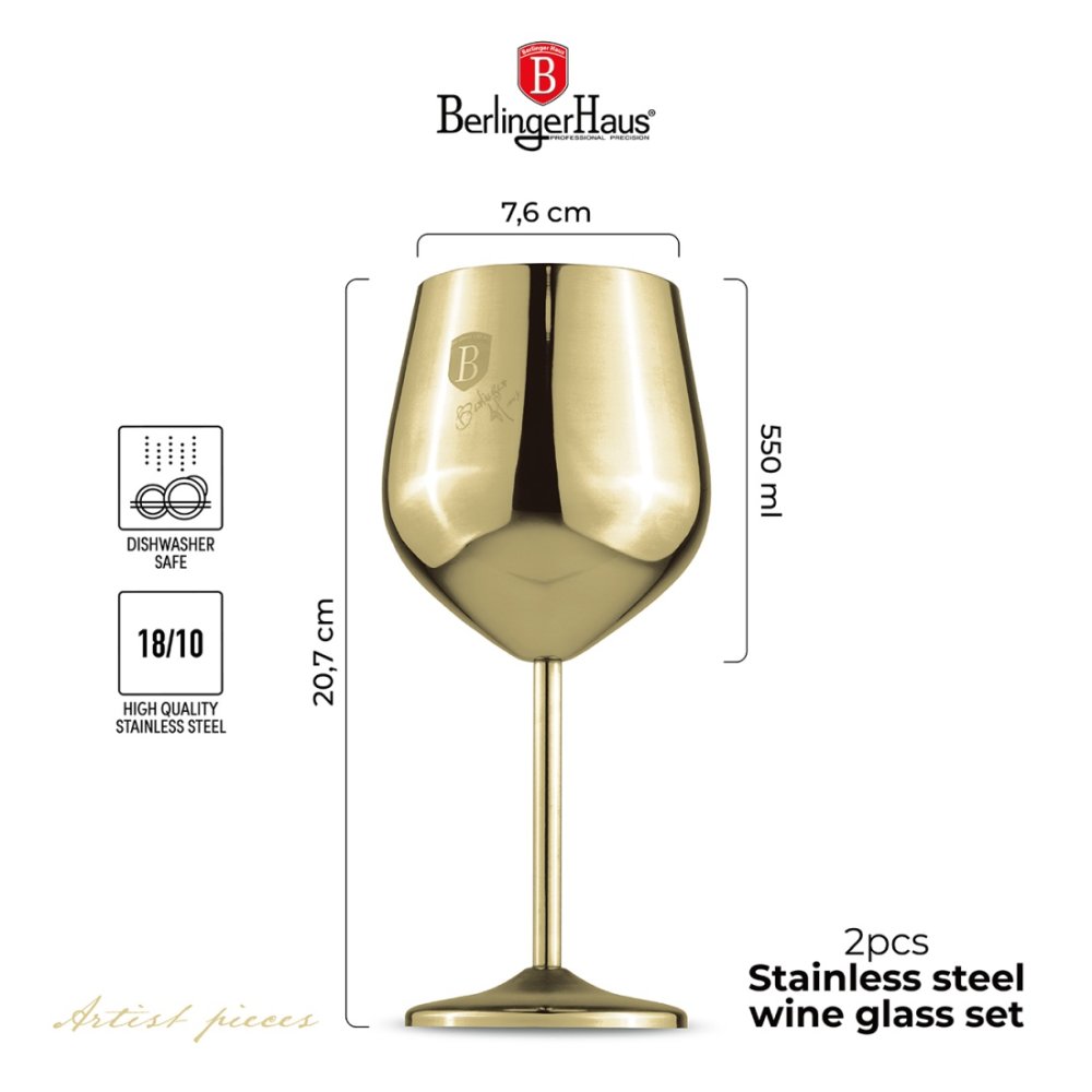 BERLINGERHAUS Sada sklenic 2 ks 400 ml na víno Gold BH-8659