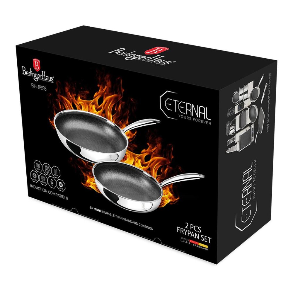 BERLINGERHAUS Sada pánví s 3D nepřilnavým povrchem 2 ks 24 / 28 cm nerez Eternal Collection BH-8958