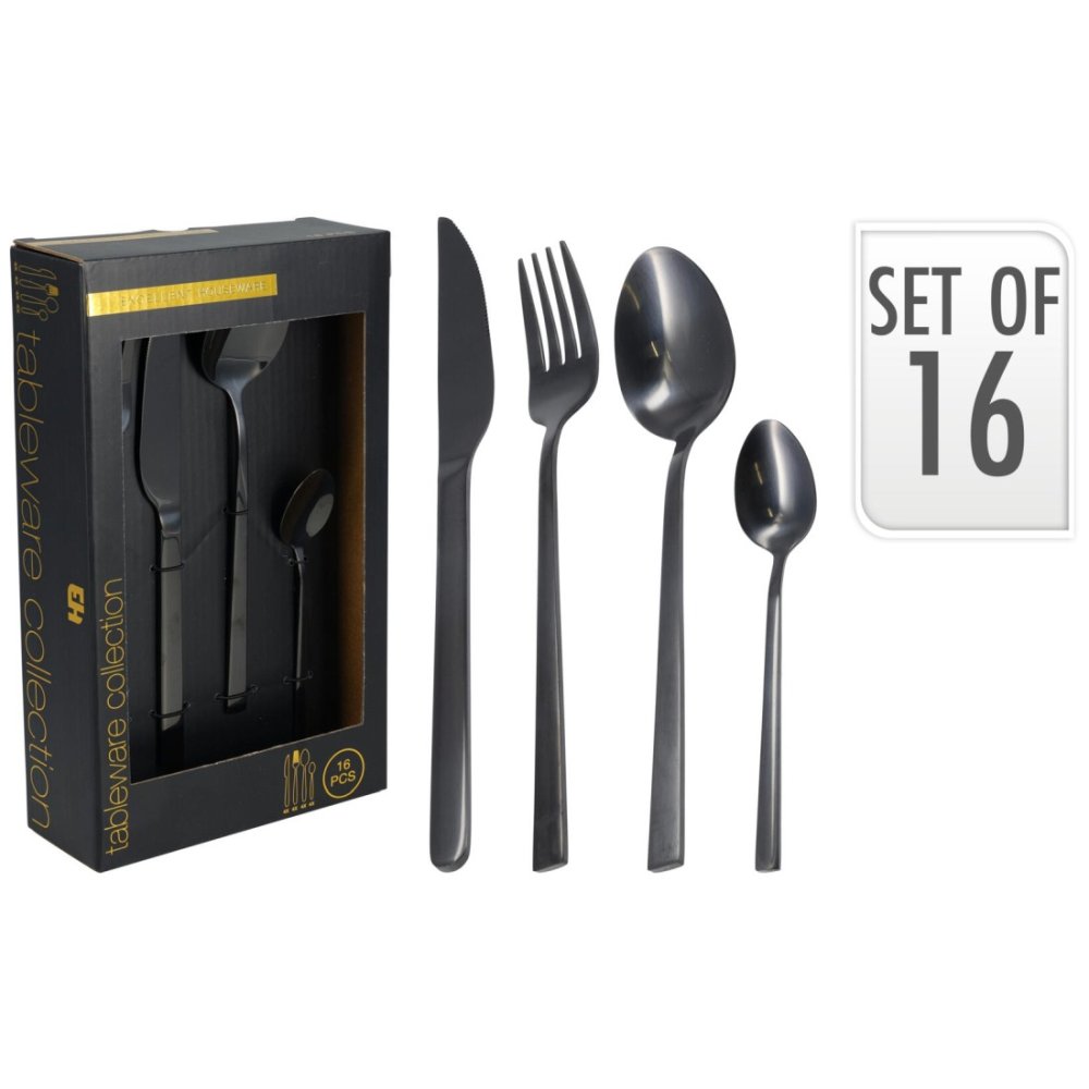 EXCELLENT HOUSEWARE Sada příborů nerez 16 ks černá KO-CC4101060