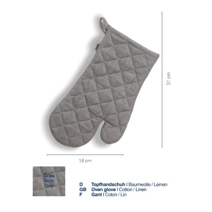 KELA Chňapka rukavice do rúry Puro 55%bavlna/45%len šedá 31,0x18,0cm KL-12803