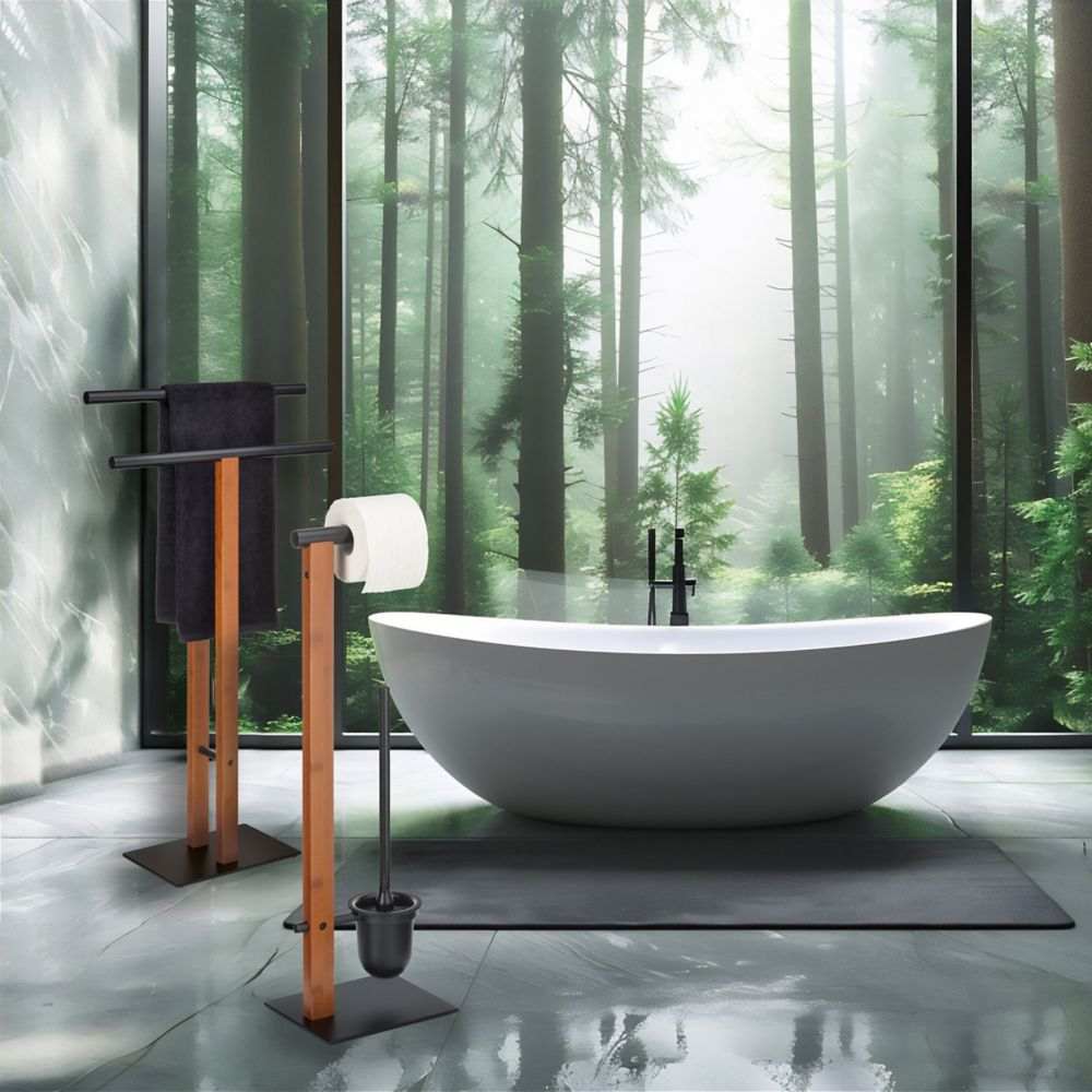 WC sada Amir kov/bambus černá/hnědá 22x18x70 cm KL-22573 - thumb (1)