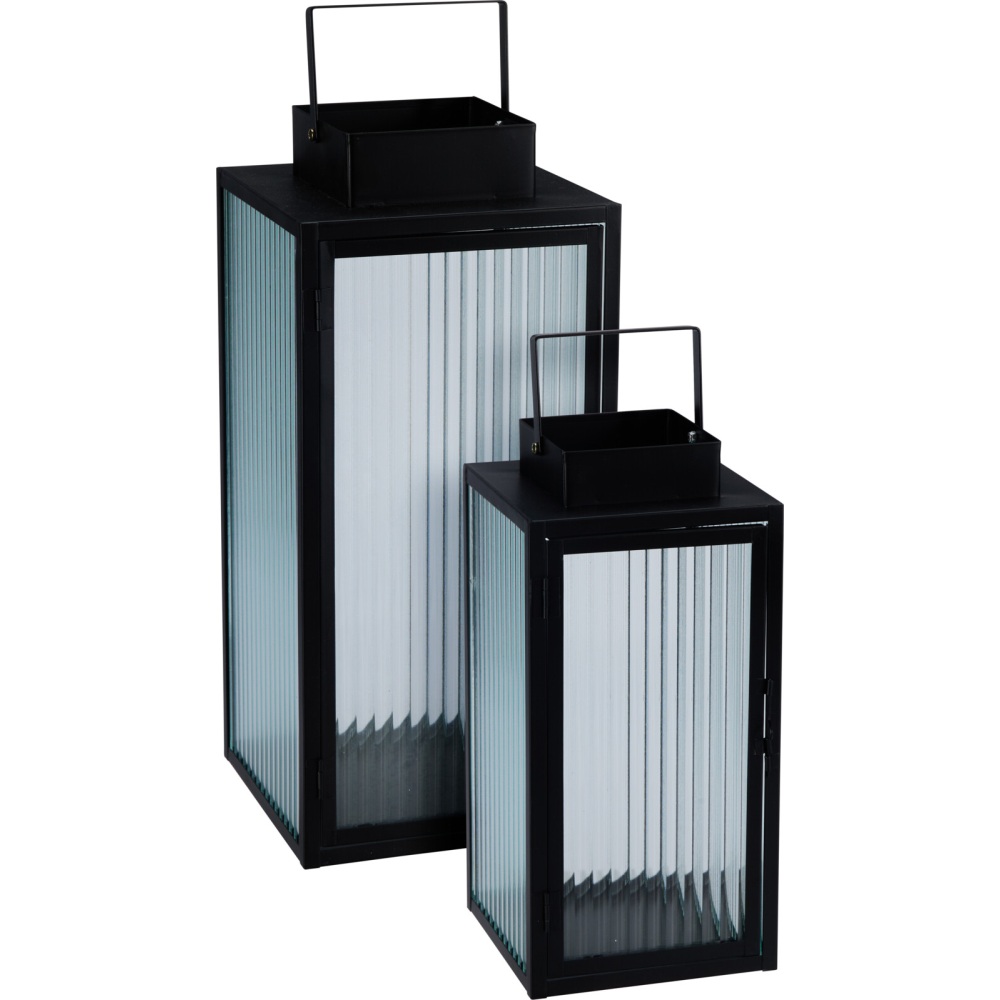 PROGARDEN Lucerna kovová sada 2 ks 20 / 16 cm černá KO-NB1251500