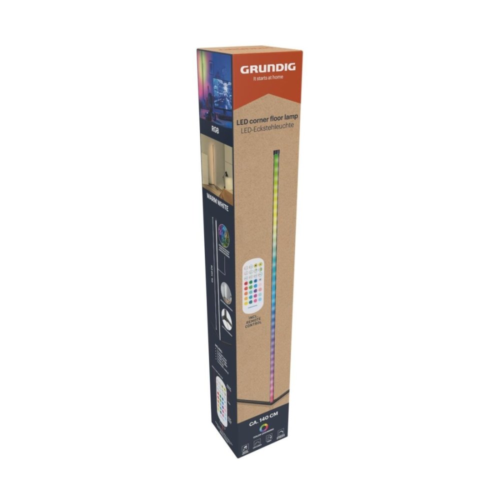 GRUNDIG LED lampa rohová stojací RGBW s hudebním senzorem 140 cm ED-258815