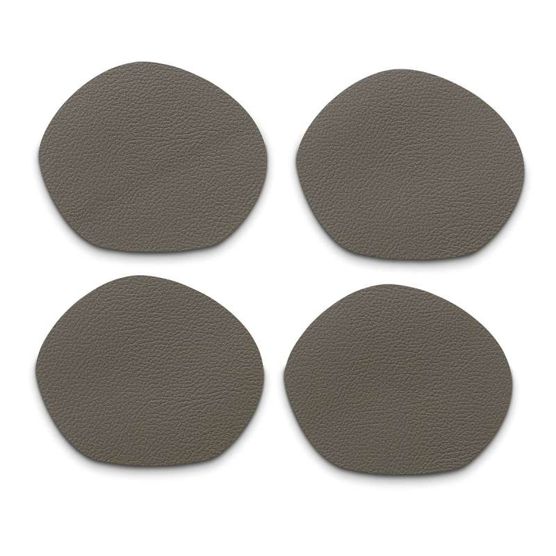 KELA Podtácky pod hrnec Stone PU kůže tmavě šedá 4 kusy 12,0x10,0x0,2cm KL-12656