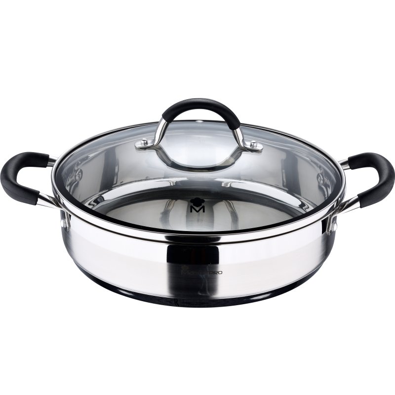 MASTERPRO Servírovací pánev s poklicí nerez FOODIES 28 cm 3,8 litru BGMP-1503-BK - thumb (1)