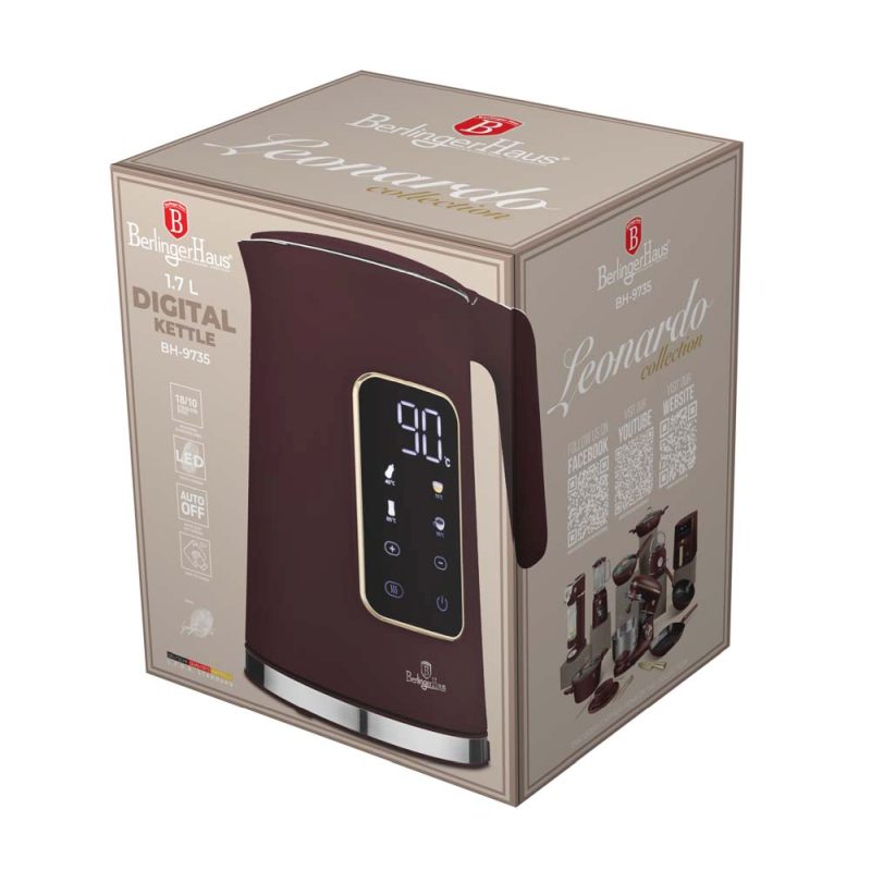 BERLINGERHAUS Rychlovarná konvice s regulací teploty digitální 1,7 l Leonardo Collection BH-9735