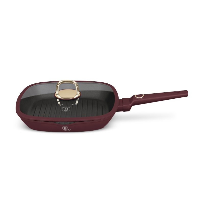 BERLINGERHAUS Pánev grilovací s titanovým povrchem a poklicí 28 cm Leonardo Collection BH-8037