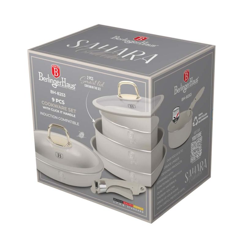 BERLINGERHAUS Sada nádobí s titanovým povrchem 9 ks Sahara Collection BH-8253