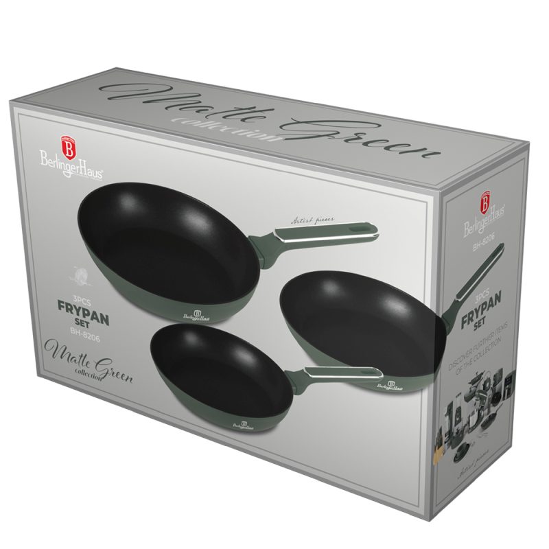 BERLINGERHAUS Sada pánví s titanovým povrchem Matte Green Collection BH-8206